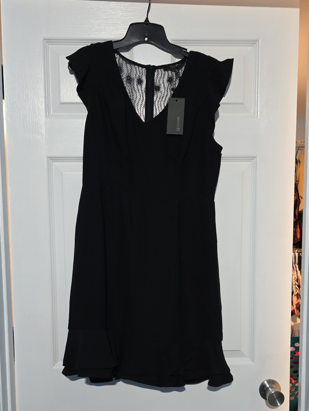 19 Cooper Black Lace-Back Ruffle Mini Dress
